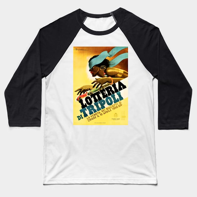 LOTTERIA DI TRIPOLI 1936 Retro Italy Lottery Gambling Sports Promotional Art Baseball T-Shirt by vintageposters